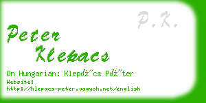 peter klepacs business card